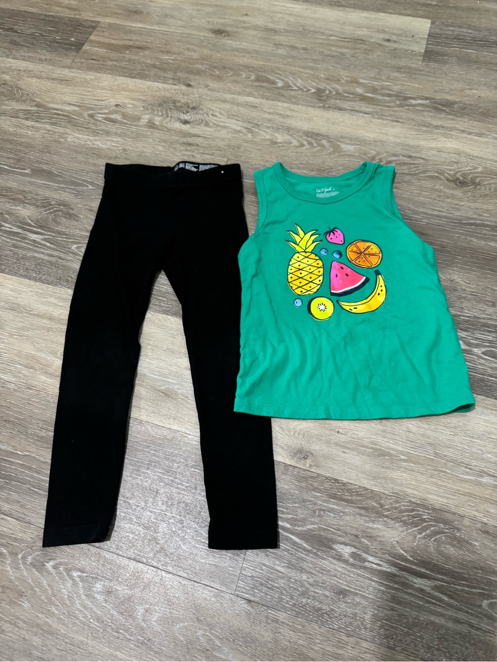 Cat & Jack Teal Tank Top with Colorful Fruit Graphic